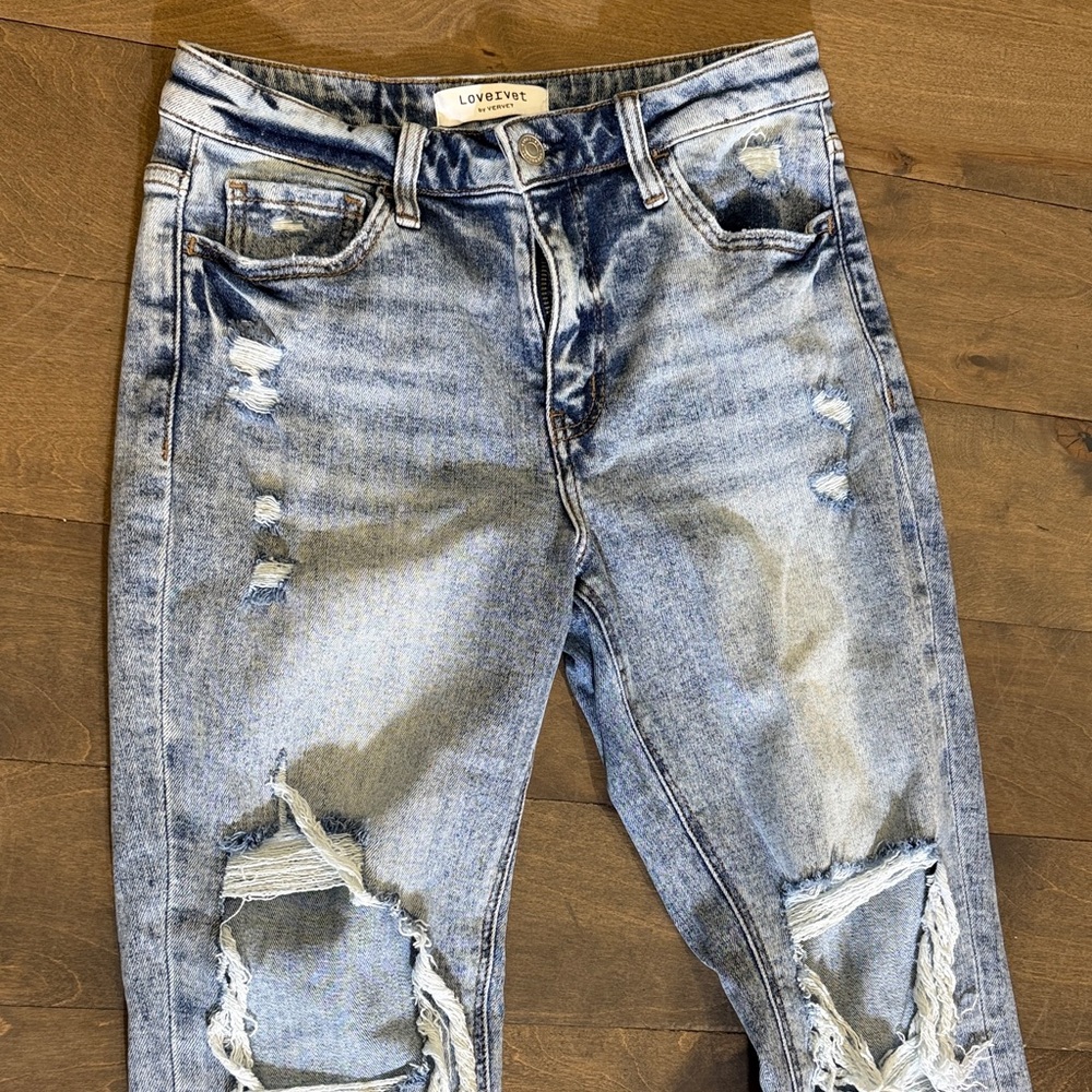 Love Tree Blue Distressed Boyfriend Jeans